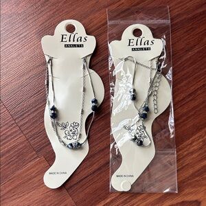 Ellas Silver and Blue Anklet Set